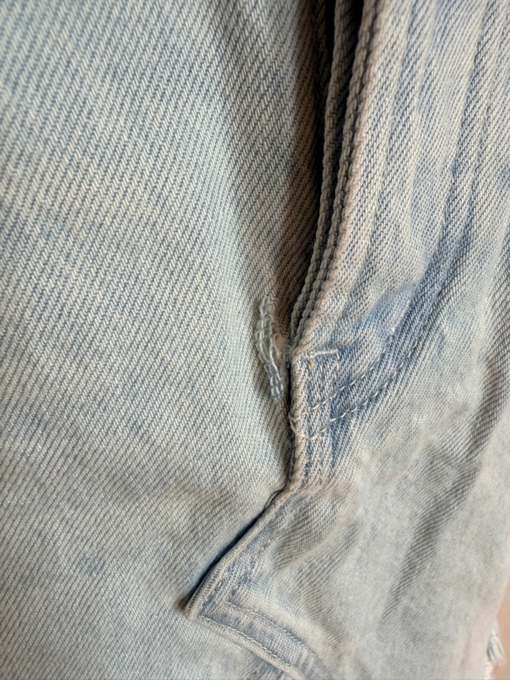 Free People | Pale Blue Raw-Hem Denim Mini‎ Skirt *FLAW* - Picture 4 of 14